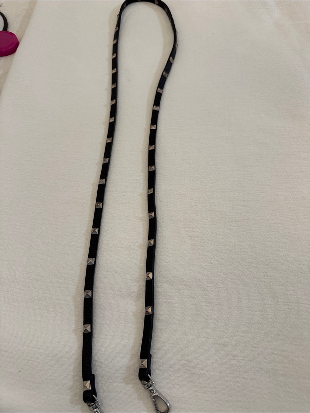 Bandolier Black Leather Studded Crossbody Strap with Silver Hardware